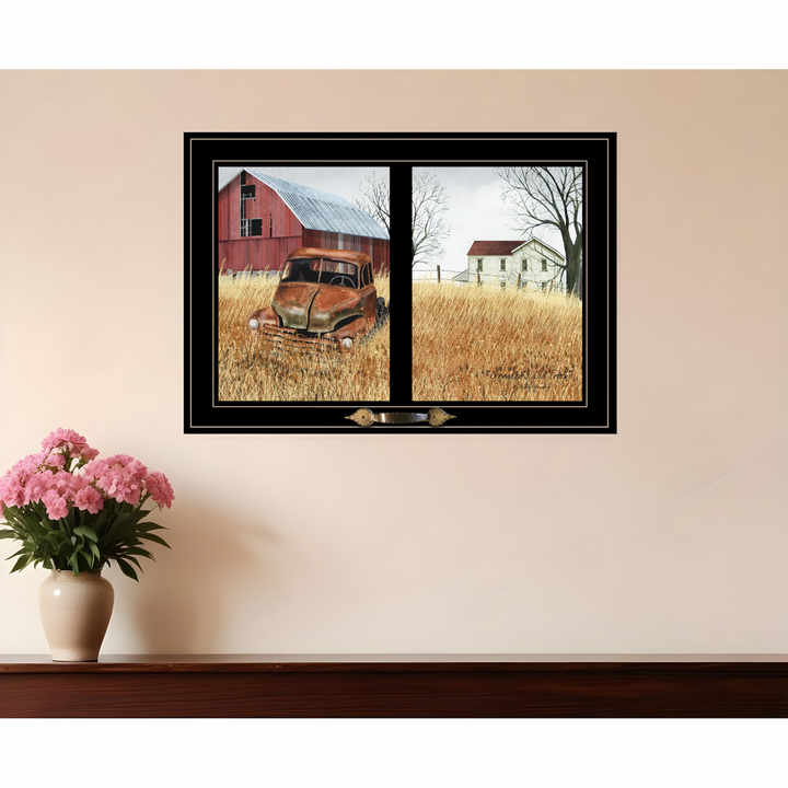 HMS Granddads Old Truck 8 Black Framed Art Deco Wall Art Print Aluminum Coffee/Gold Metal Electric Hanging for Office Hotels