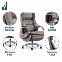 Fauteuil de Direction en Cuir Extensible et Inclinable de Luxe avec Accoudoirs en Cuir, Base Métallique et Roulettes Silencieuses en Nylon pour Bureau de PDG/Direc. Général