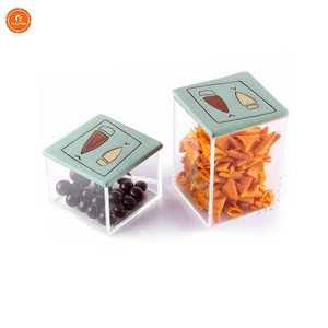 Custom Logo Acrylic Small Middle Candy Box Multifunction Food Bins Stand Stackable Candy Cube Box
