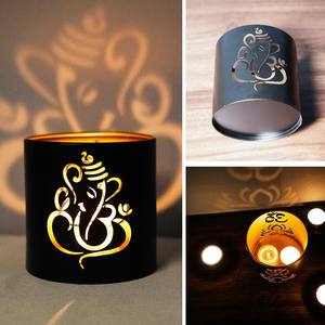 Soporte de vela trenzado de alambre de Metal dorado de estilo indio, diseño de loto de sombra, farolillos, tarros de velas para Decoración de mesa - Product Image 4