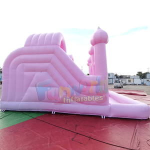 Kids outdoor party pink inflatable bouncy castle with double slide bounce house commercial adult - Product Image 2