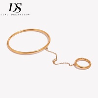 Dreamshow - Brazalete de Cadena para Dedos de Acero Inoxidable Chapado en Oro, Brazaletes Cerrados, Joyería para Mujer