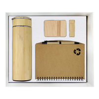 Vente en gros de coffret de cadeaux d'entreprise promotionnel en bambou écologique Logo personnalisé Gobelet en bambou Journal de notes de journal 6 en 1