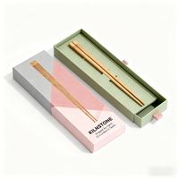 Boîte en papier rigide réutilisable de style personnalisé pour le rangement des baguettes en bambou/acier inoxydable et l'emballage cadeau