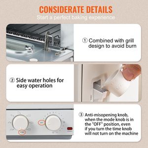 เตาอบ12L ปิ้งขนมปังแบบ5-in-1, 1300W สำหรับทำอาหาร7โหมดหม้อทอดลมร้อน - Product Image 6