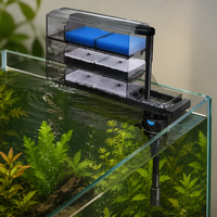Filtre suspendu pour aquarium, boîte de filtration à 3 couches, sortie d'eau par pulvérisation, anti-débordement, chambre à médias biologiques, conception facile à nettoyer