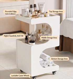 Modern Wood Salon <b>Trolley</b> Rolling Storage Cart <b>Beauty</b> Treatment Organizer for Spa Cosmetics Instruments - Product Image 5