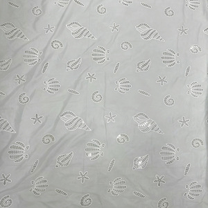 Tessuto in Pizzo di Cotone Puro Stile Spiaggia con Ricamo a Conchiglia e Stella Marina Tagliato al <span class=keywords><strong>Laser</strong></span> per Abiti e Gonne - Product Image 4