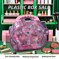 Boîte de rangement de maquillage en plastique Transparent étanche portable de grande capacité pour l'organisation de bijoux de cadeaux de jouets de maquillage