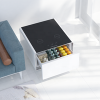 Table de chevet intelligente avec mini-réfrigérateur et charge sans fil, table d'appoint multifonctionnelle intelligente pour chambre à coucher et salon