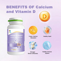 Comprimés de calcium et de vitamine D3 pour adultes OEM, 60 comprimés, 1300 mg, qualité alimentaire, pour des os et des dents solides
