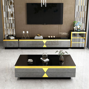 Meuble TV <span class=keywords><strong>en</strong></span> verre trempé noir, vente chaude d'usine, pour salon, support TV pour téléviseur de 78 <span class=keywords><strong>pouces</strong></span>, 1 pièce - Product Image 3