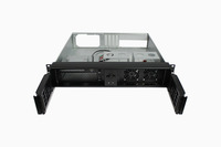 Casing Server Aluminium Alloy Kontrol Industri 2U Pintu Ganda 2 Drive Optik 4 Slot Hard Drive Bentuk ATX Mid Tower Kipas Stok