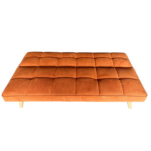 Sofá plegable doble de 3 plazas <span class=keywords><strong>naranja</strong></span> de terciopelo nórdico, sofá <span class=keywords><strong>cama</strong></span> convertible para dormir para apartamento interior con patas de sofá de madera - Product Image 4