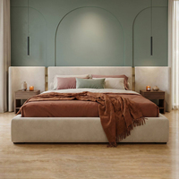 Lit plateforme de luxe Halston avec tête de lit capitonnée en velours, mobilier de chambre moderne, design personnalisé, vente en gros, garantie 3 ans
