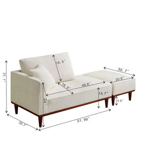 Chaise Longue y Taburete Modernos Tapizados en Tela para Sala de Estar o Dormitorio - Product Image 5