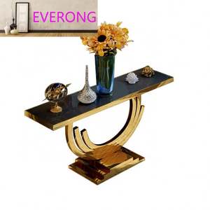 Mesa <span class=keywords><strong>de</strong></span> Consola <span class=keywords><strong>de</strong></span> Mármol con Patas <span class=keywords><strong>de</strong></span> Acero Inoxidable y Vidrio Templado - Product Image 2