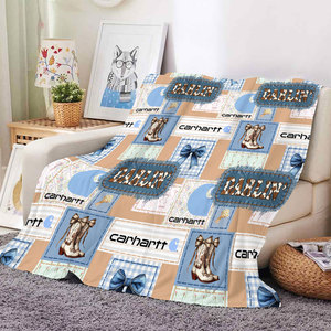 <span class=keywords><strong>Couverture</strong></span> Polaire Ultra Douce et Confortable en Flanelle Moelleuse Style Western <span class=keywords><strong>avec</strong></span> <span class=keywords><strong>Patchwork</strong></span>, Impression Numérique <span class=keywords><strong>Personnalisée</strong></span> (Logo, Photo) pour Lit, Canapé, Couette ou Plaid - Product Image 1