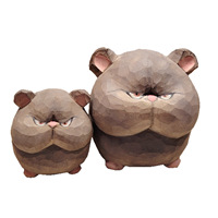 Holzfigur Hamster Massivholz Geschnitzte Niedliche Wütende Maus Statue Desktop Heimdekoration Ornament Tierkreiszeichen Geschenk für Schreibtisch Regal