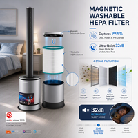 Ventilateur tour sans pales PTC avec contrôle Wi-Fi, purificateur d'air à filtre HEPA lavable, télécommande, minuterie et arrêt automatique en cas de renversement pour la maison