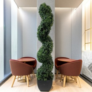 Venta caliente 120cm H X 25cm <span class=keywords><strong>D</strong></span> Boj Maceta de plástico Decoración interior al aire libre Directo de fábrica 120cm H X 25cm <span class=keywords><strong>D</strong></span> Árbol topiario artificial - Product Image 2