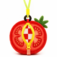 Sac de courses pliable personnalisé avec peluches réutilisables, sac écologique, porte-clés en peluche tomate, jouets