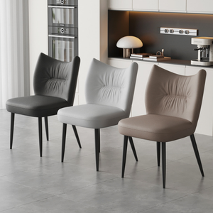 Chaise de salle <span class=keywords><strong>à</strong></span> manger en cuir PU, design italien nordique moderne, pour la maison, le bureau, l'<span class=keywords><strong>hôtel</strong></span> et la salle de bain, dossier simple, pieds en métal - Product Image 6