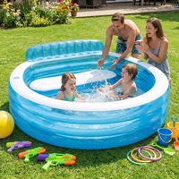 Aufblasbarer PVC-Rundpool mit 3 Ringen für Kinder und Familie, Outdoor-Wasserspielbecken