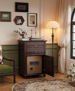 Coffre-fort de luxe en bois massif avec lecteur d'empreintes digitales, armoire de sécurité anti-effraction et ignifuge pour la maison - Product Image 3