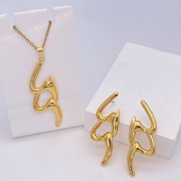Pendientes de Estrella de Mar y Concha Chapados en Oro de 18K, Geometría Irregular, Flor, Corazón, Hoja, Acero Inoxidable, Conjunto de Pendientes y Collar, ¡Venta Caliente!