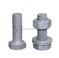 Pengencang kustom HDG baja karbon Hex baut mur segi enam dengan lebar besar untuk pencuci datar Bolting Struktural