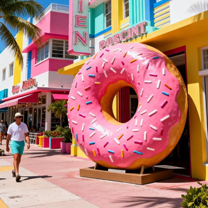 Escultura Decorativa de Donut Rosa para Exhibición en Tiendas, Mueble Comercial Personalizado y Colorido - Product Image 1