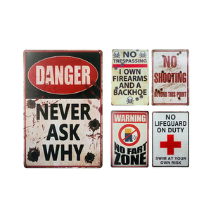 Bán hàng nóng cảnh báo tài sản tuần tra nhà sản xuất bán buôn hình chữ nhật hình dạng tùy chỉnh khác nhau dấu hiệu phong cách Kim Loại Logo cá nhân - Product Image 1