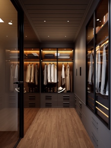 Designs modernes de dressings avec portes en verre, meubles de <span class=keywords><strong>chambre</strong></span> à coucher avec tiroirs de rangement à LED, armoires en verre - Product Image 2
