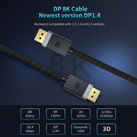 Câble Ultra HD 8K 1.4 32,4 Gbps Haute Vitesse Tressé DP vers DP 8K 60Hz Synchronisation Audio Vidéo en Alliage d'Aluminium pour Moniteur