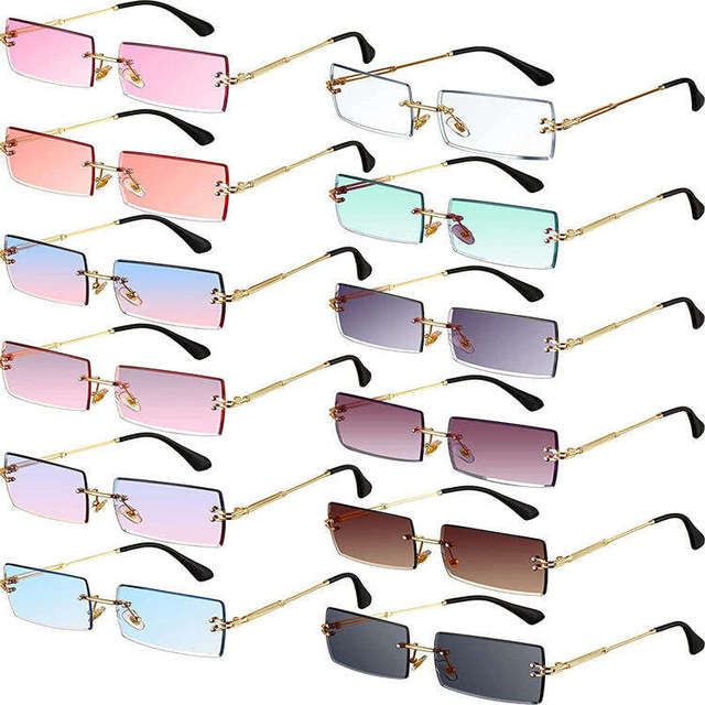 Metal Frame Transparent Rimless Square Frameless Sun Glasses Vintage Custom Logo Unisex Small Rectangle Rimless Sunglass