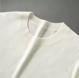 T-shirt girocollo Casual da uomo in Cashmere 100% di alta qualità a maniche corte 2025 sottile estate nuova t-shirt da uomo in Cashmere - Product Image 5