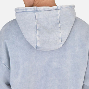 Sweat à capuche pour homme en coton 100% respirant, coupe oversize, délavé à l'acide, effet vieilli, avec logo personnalisé imprimé, sans doublure, style vintage - Product Image 6