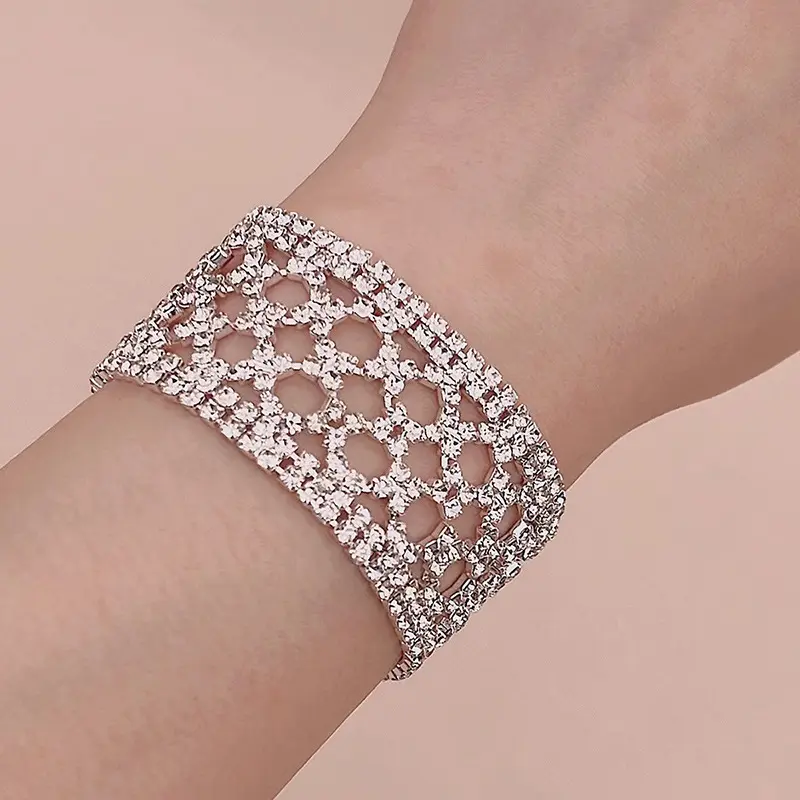 Kaimei nouveauté bijoux de mode amour diamant minimaliste strass cristal bracelet mariage mariée cristal Bracelet en gros