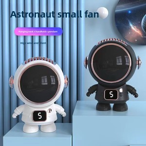 Cartoon Astronaut Mini Portable USB Rechargeable Fan Silent Space Neck Hanging Student Gadget Promotion