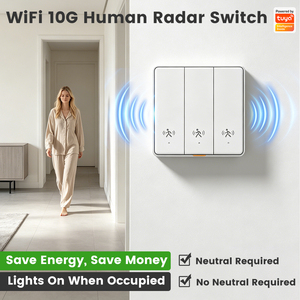 Interruttore Luce Intelligente con Sensore di Movimento Radar, Accensione/Spegnimento Automatico, Interruttore a Parete Senza Contatto, App Smart Life Tuya, Risparmio Energetico, Aggiornamento Casa Intelligente - Product Image 1