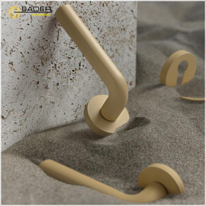 Poignée de porte en alliage de zinc jaune, design minimaliste Morandi, pour usage hôtelier, fabriquée en Chine, serrure de poignée de porte artistique - Product Image 1
