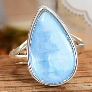 Anello a Goccia d'Acqua Blu, Stile Vintage Romantico, Elegante Accessorio di Moda per Feste e Outfit Quotidiani - Product Image 1