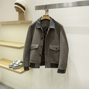 Chaqueta de Invierno para <span class=keywords><strong>Hombre</strong></span>, Acolchada, Gruesa y Cálida, con Paneles de Lana de Oveja, Solapa con Diseño Chevron, Ropa de Calle - Product Image 1