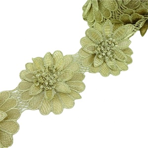 Dải Ruy Băng Đan Móc Viền Hóa Học Màu Vàng Vỏ Sò Hình Học Mới Dải Ruy Băng Ren Thêu Hoa Văn - Product Image 1