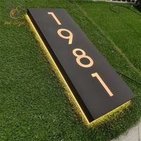 Plaque de numéro de maison personnalisée éclairée par LED, moderne, à fixer au mur, pour la maison, l'hôtel et les immeubles de bureaux