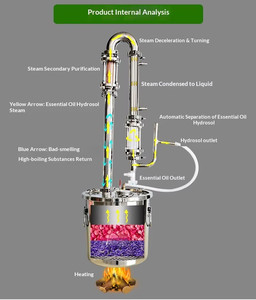 Destilador de Aceites Esenciales Vertical para el Hogar, Destilador de Vapor de Acero Inoxidable para Plantas, Hierbas y Flores, Destilación de Hidrolatos - Product Image 3