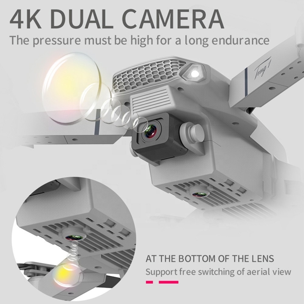 E88 Drone Pieghevole Con Doppia Fotocamera 4K HD FPV - Quadricottero RC Con APP, Traiettoria Di Volo, Mantenimento Quota, Capovolgimenti 3D