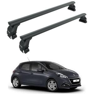 Barres transversales de toit en aluminium pour Peugeot 208 2012-2019 Noir Argent Porte-bagages sur mesure - Product Image 2