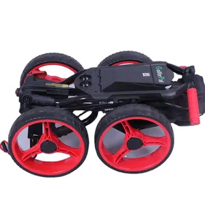Wholesale Nwe Black Goft Club Carts Hot One-click Electric Foldable Aluminum 4 Wheel Golf Trolley For Outdoor Golf Activity